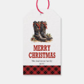 Étiquette cadeau bottes de cowboy rustiques rouge (Dos)