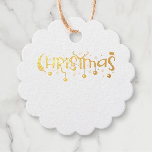 Étiquette-cadeau Boules de Noël et Antlers Texte (Devant)