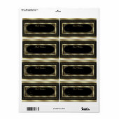 Étiquette Cadeau Brocart Noir Or (Feuille entière)