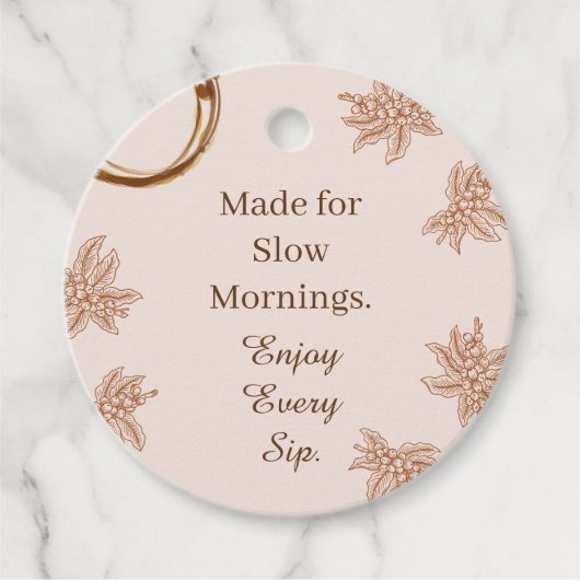 Étiquette Cadeau Café Rustique Citation Matins Len (Devant)