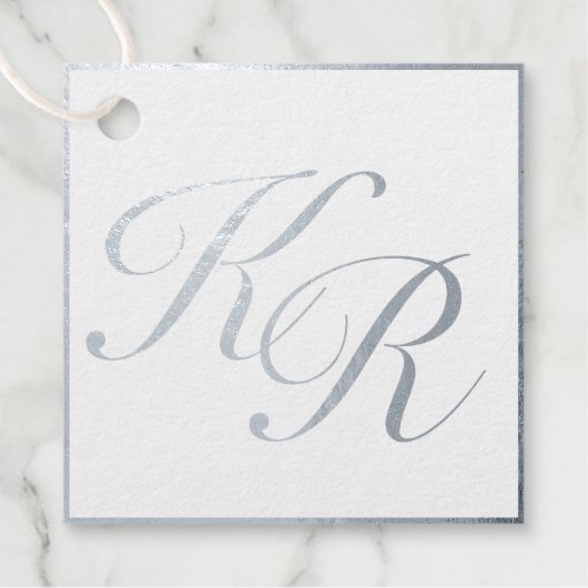 Étiquette-cadeau Calligraphie Elegant Luxe argent Mariage à huile (Devant)