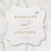 Étiquette-cadeau Calligraphie moderne or intemporel et mariage blan (Dos)