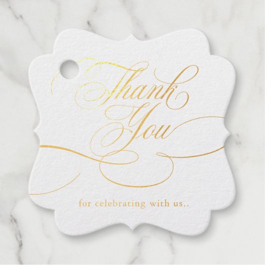 Étiquette-cadeau Calligraphie moderne or intemporel et mariage blan (Devant)