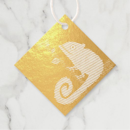 Étiquette-cadeau Caméléon vert mignon (Devant)