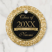 Étiquette-cadeau Cercle Noir Or Et Parties scintillant Blanche (Dos)