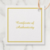 Étiquette-cadeau Certificat d'authenticité en or Carré customisé (Dos)