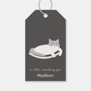 Étiquette cadeau chat mignon avec motif de mobilie