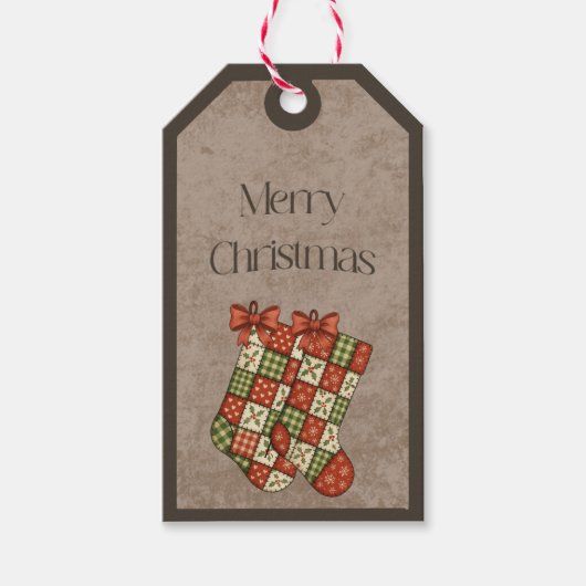 Étiquette Cadeau Chaussettes Patchwork aux Couleur (Devant)