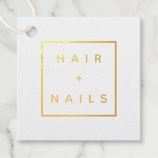 Étiquette-cadeau CHEVEUX + logo NAILS Carré kraft Foil Favoriser Ta (Devant)