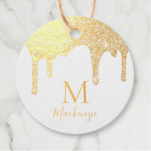 Étiquette-cadeau Chic Gold Sparkle Parties scintillant Drivers Mono