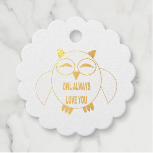 Étiquette-cadeau Chouette Message D'amour Mignon Personnalisé Feuil
