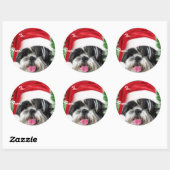 Étiquette cadeau Christmas Shih Tzu (Feuille)