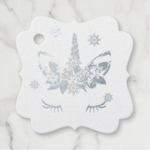 Étiquette-cadeau Cils de licorne en feuille d'argent ou d'or et flo