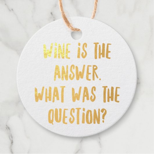 Étiquette-cadeau Citations de bar à vin drôles personnalisées III (Devant)