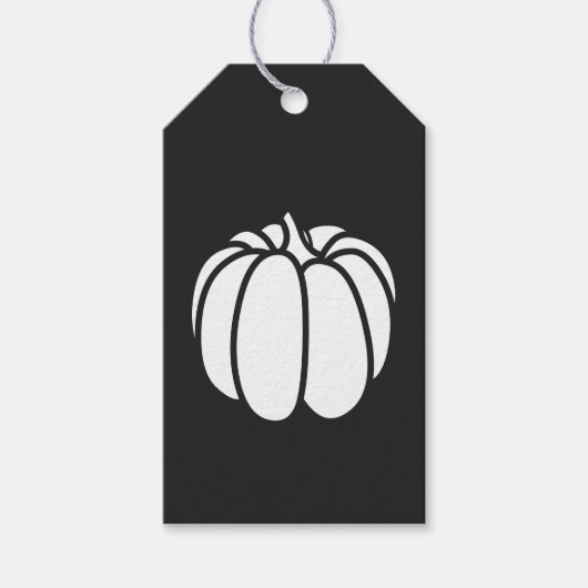 Étiquette cadeau Citrouille sur fond noir (Devant)