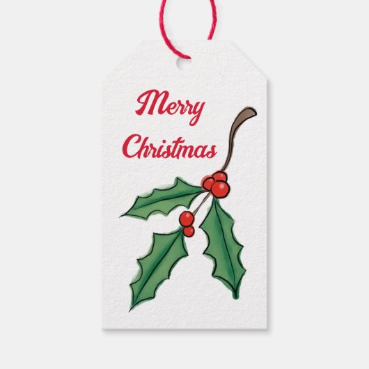 Étiquette cadeau classique de Noël Holly (Dos)