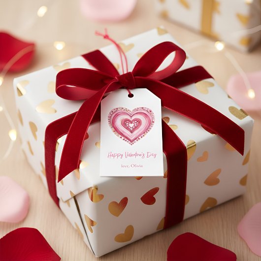 Étiquette cadeau cœur Saint-Valentin romantique – 
