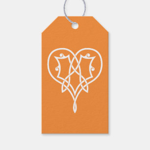 Étiquette cadeau Cœur Tissé Celtique Orange