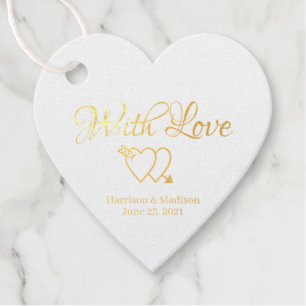 Étiquette-cadeau Coeurs de script personnalisé Mariage cadeau Foil