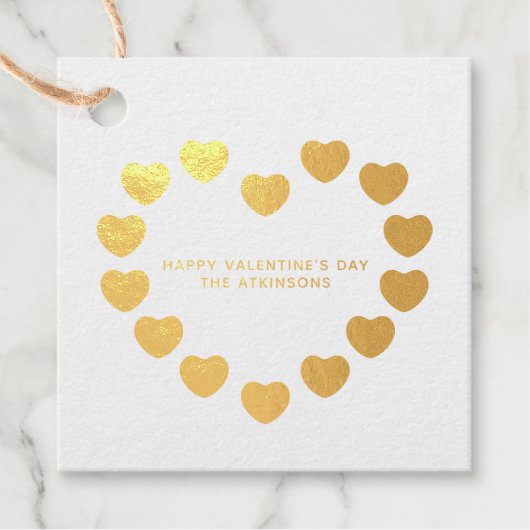 Étiquette-cadeau Cœurs dorés mignons personnalisation moderne pour (Devant)