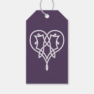 Étiquette cadeau Cœurs en trame celtique en violet
