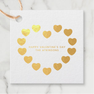 Étiquette-cadeau Coeurs or mignonne coutume moderne Saint Valentin
