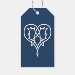 Étiquette cadeau Cœurs Tressés Celtiques en Bleu M