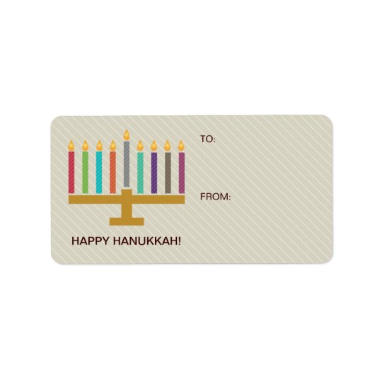 Étiquette Cadeau coloré de Menorah Hanoukka