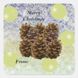 Étiquette Cadeau Cônes de Pin Festifs