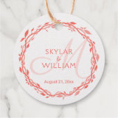 Étiquette-cadeau Coral Woodsy Mariage double face or (Dos)