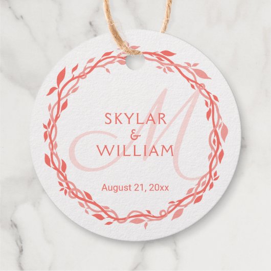 Étiquette-cadeau Coral Woodsy Mariage double face or (Dos)