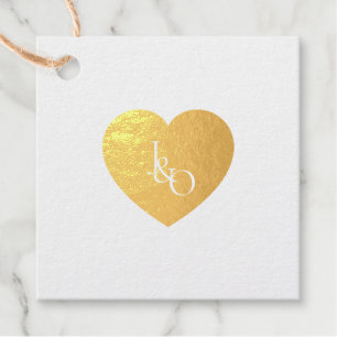 Étiquette-cadeau Couple de coeur mou Monogramme