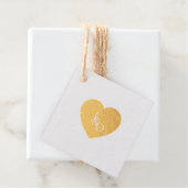 Étiquette-cadeau Couple de coeur mou Monogramme (Avec boite)