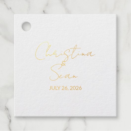 Étiquette-cadeau Couple Mariage de dauphin à huile d'or (Devant)