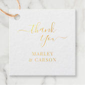 Étiquette-cadeau Couple Noms Merci Vert Or (Devant)