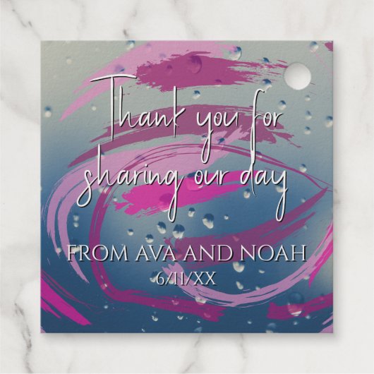 Étiquette-cadeau Coups de pinceau fuchsia et rose tendre Merci (Dos)