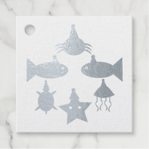 Étiquette-cadeau Créatures de la mer de Noël