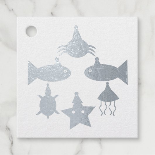 Étiquette-cadeau Créatures de la mer de Noël (Devant)