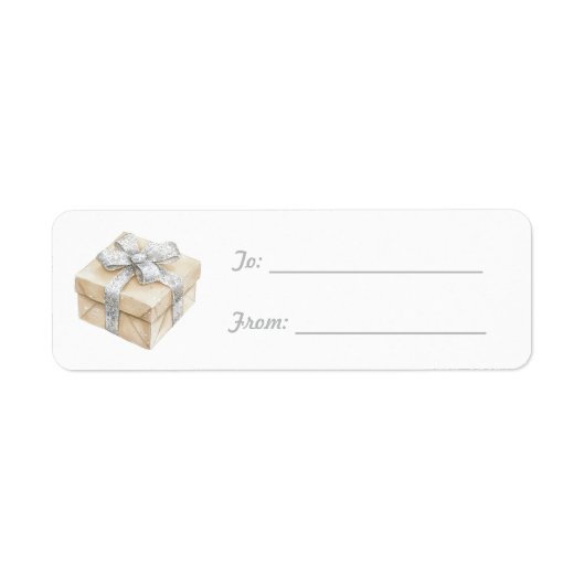 Étiquette Cadeau Crème Silver Bow Noël (Devant)