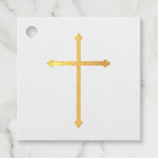 Étiquette-cadeau Croix baptisée Merci (Devant)