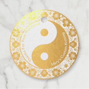 Étiquette-cadeau Custom Business merci Yin Yang Flowers