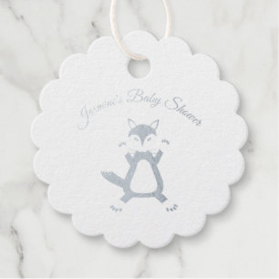 Étiquette-cadeau Cute Blue Baby Boy Fox Baby shower personnalisé
