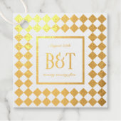 Étiquette-cadeau Damier Monogramme avec Date de Mariage (Devant)