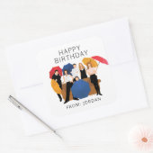 Étiquette cadeau d'anniversaire avec silhouette de (Enveloppe)