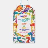 Étiquette cadeau d'anniversaire de dinosaure aux c (Dos)