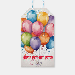 étiquette cadeau d'anniversaire - Rainbow Balloon