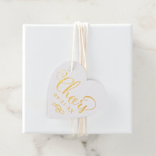 Étiquette-cadeau Date Mariage de script moderne (Avec boite)