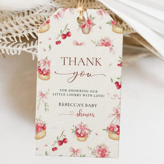 Étiquette cadeau de Baby shower cerise rose Bow