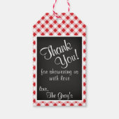 Étiquette cadeau de Baby shower En vichy rouge (Devant)