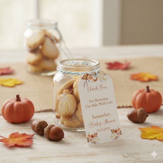 Étiquette cadeau de Baby shower rustique Citrouill